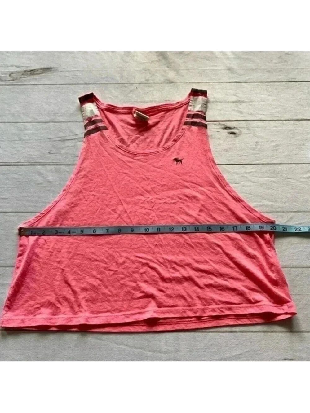 PINK Victoria Secret Hot Pink stripe Tank Sz L/G - Picture 6 of 11